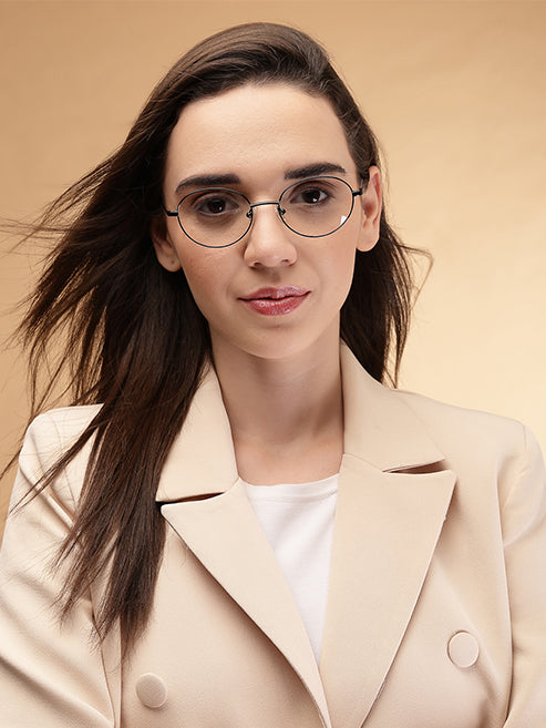 Sleek Designed Oval Black Spectacles