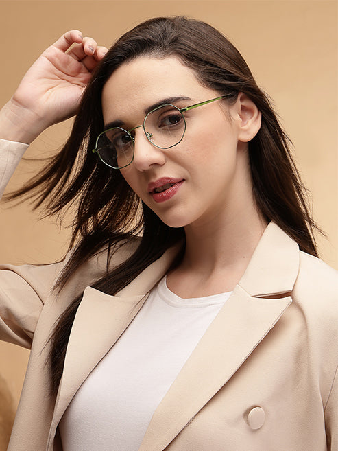 Stylish Hexagon Green Spectacles