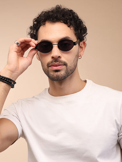 Black Polarized Oval UV Sunglass