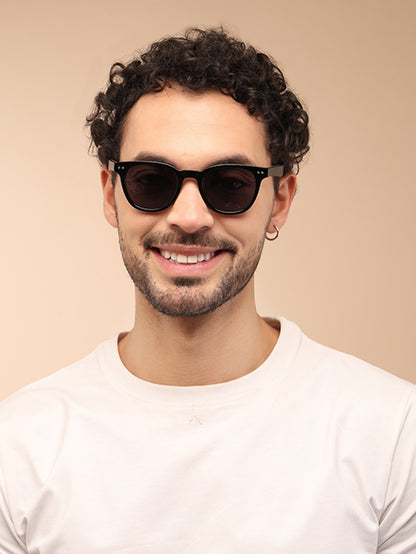 YourSpex-Vintage UV 400 Black Full-Rim Sunglasses-Medium-Round