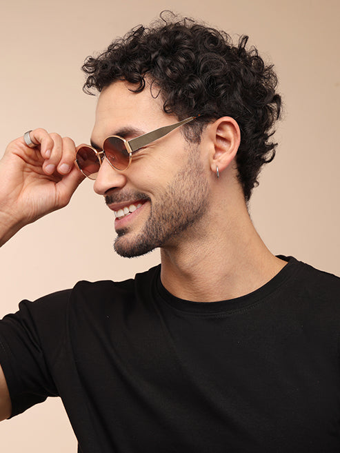 Gold Polarized Oval UV Sunglass