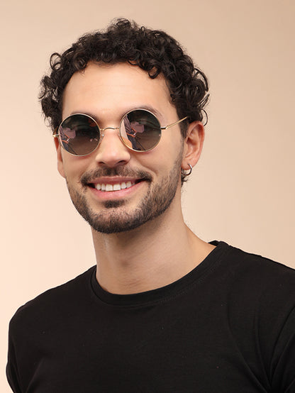 Peach Green Mirror Metal UV Sunglasses