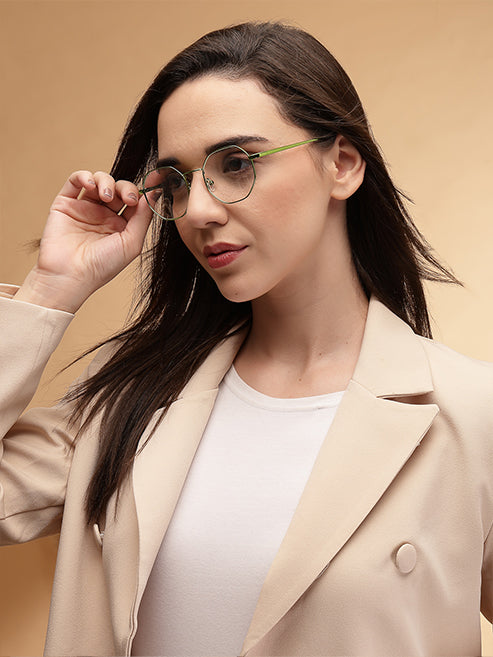 Stylish Hexagon Green Spectacles