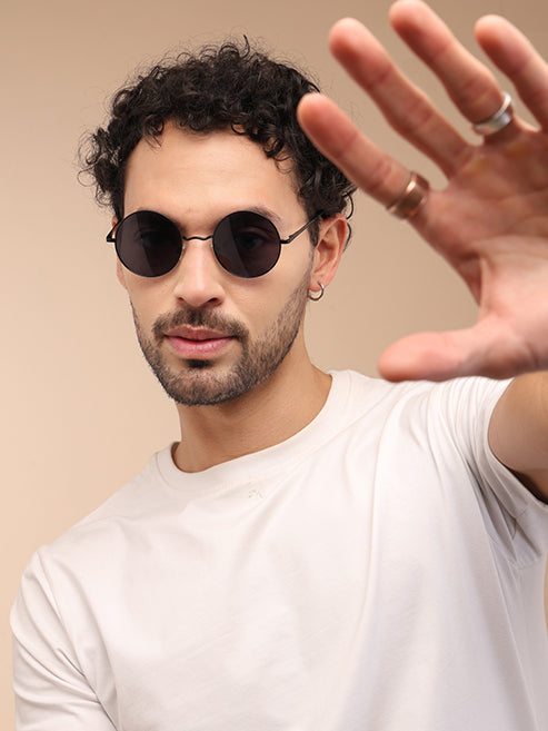 YourSpex Black Mirror Metal UV Sunglasses