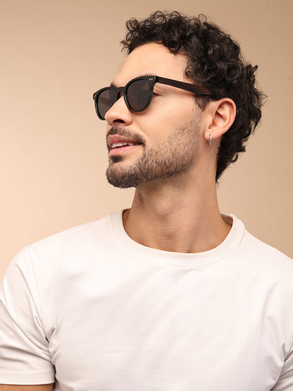 YourSpex-Vintage UV 400 Black Full-Rim Sunglasses-Medium-Round