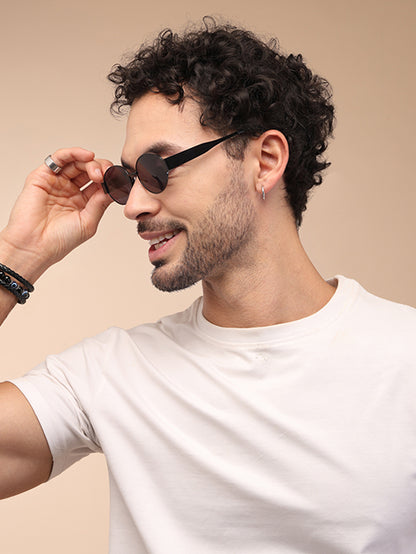 Black Polarized Oval UV Sunglass