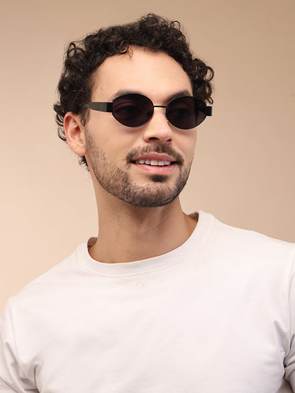 Black Polarized Oval UV Sunglass