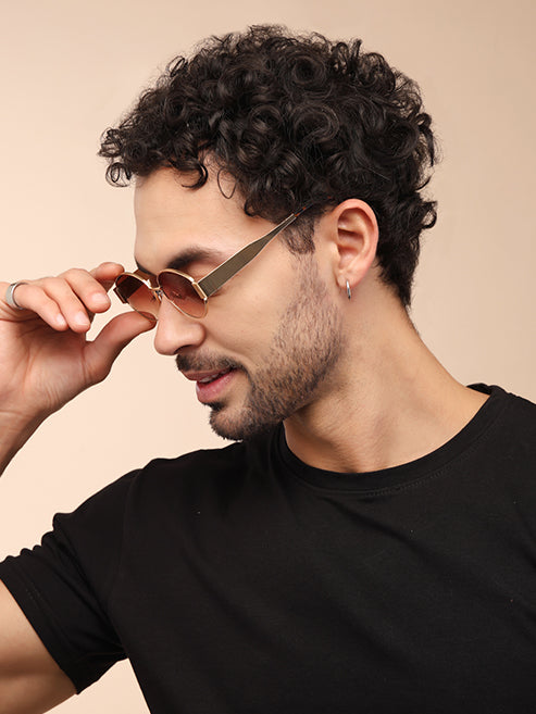 Gold Polarized Oval UV Sunglass