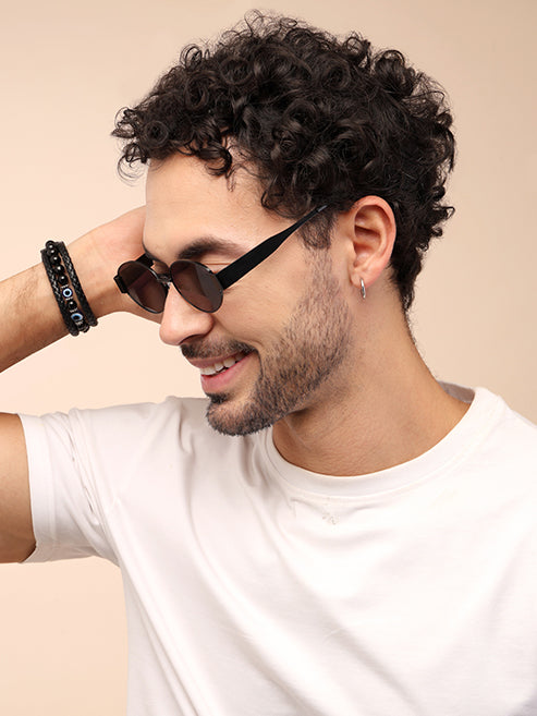 Black Polarized Oval UV Sunglass