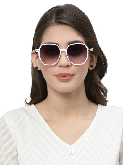 White Oval UV Sunglass for Women