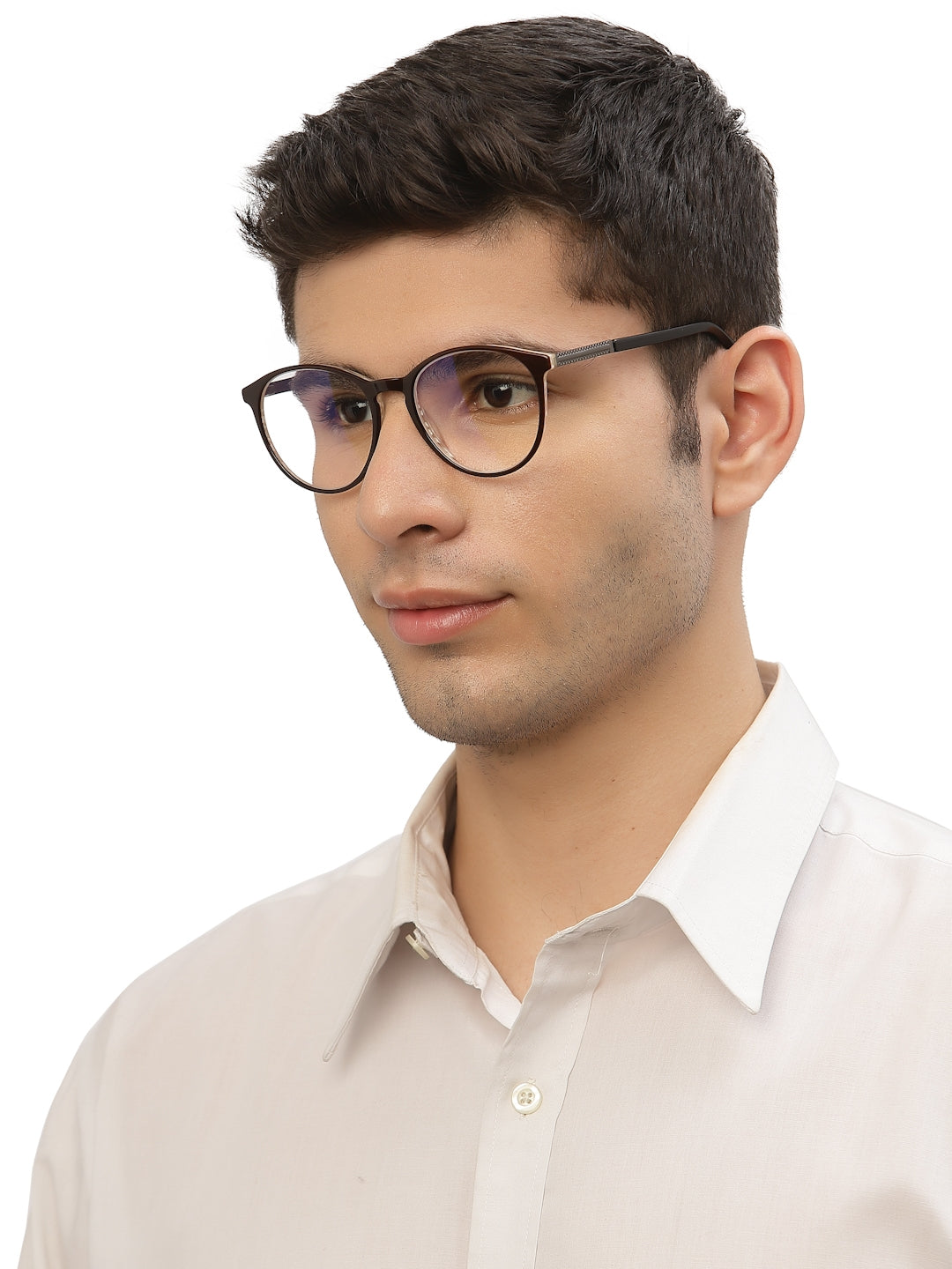 Brown Oval Style Unisex Acetate Frame for Men & Women