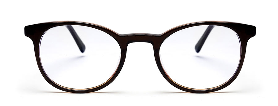 Dark Brown Oval Shape Acetate Designer Unisex Eyeglass Frames