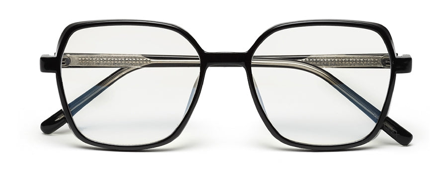 Black Glossy Square Shaped Eyeglasses - Computer Spex (Zero Power)