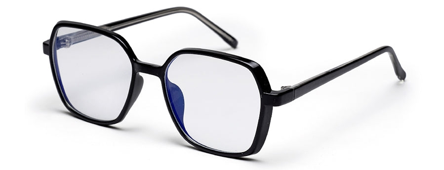 Black Glossy Square Shaped Eyeglasses - Computer Spex (Zero Power)