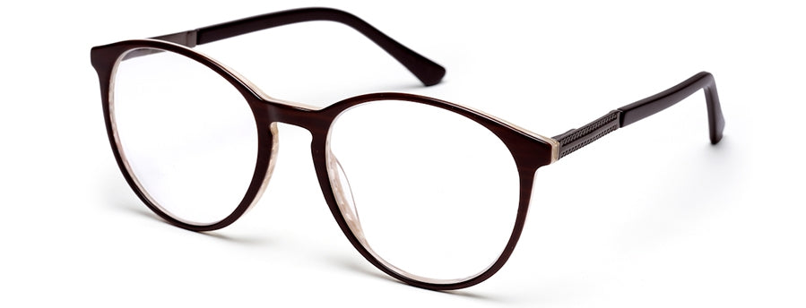 Brown Oval Style Unisex Acetate Frame for Men & Women