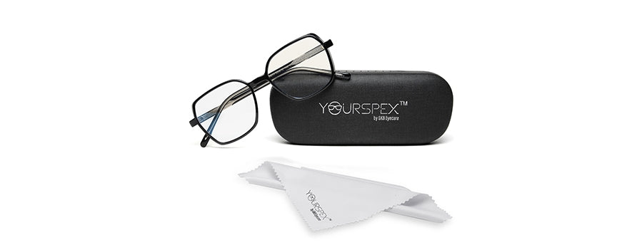 Black Glossy Square Shaped Eyeglasses - Computer Spex (Zero Power)