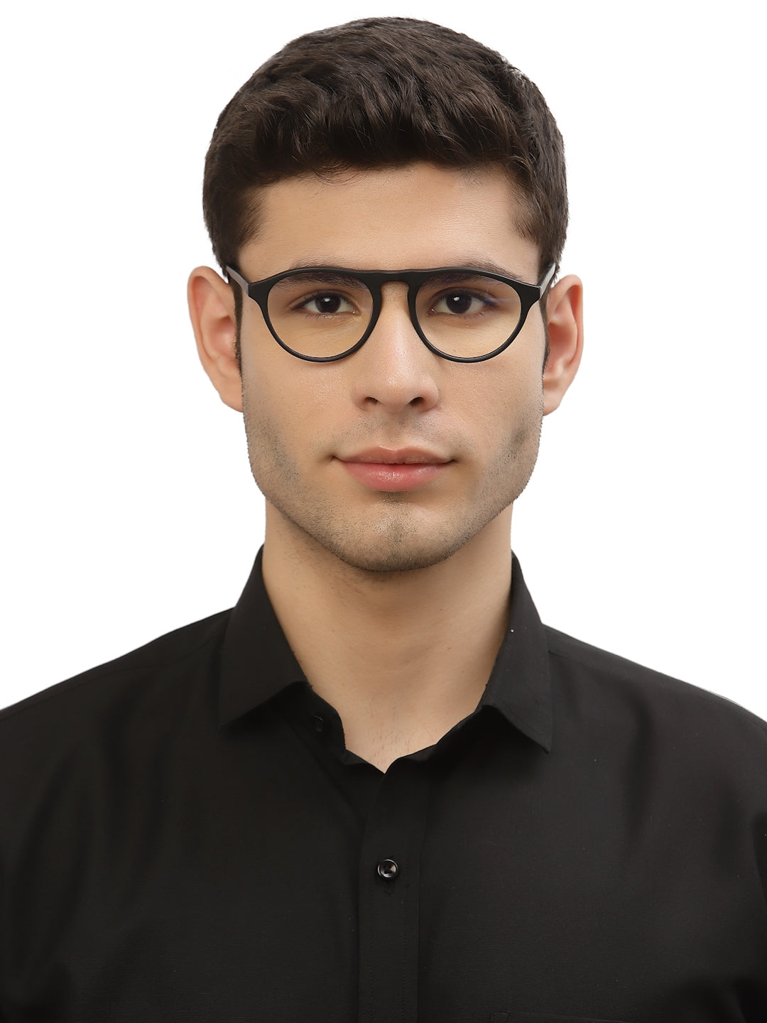 Black MOD Aviator Style Acetate Eyeglasses Frames for Men