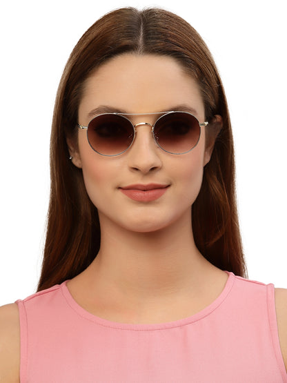 Gradual Brown Round Shaped UV Sunglass