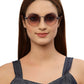 Gradual Grey Brown Round Shaped UV Sunglass