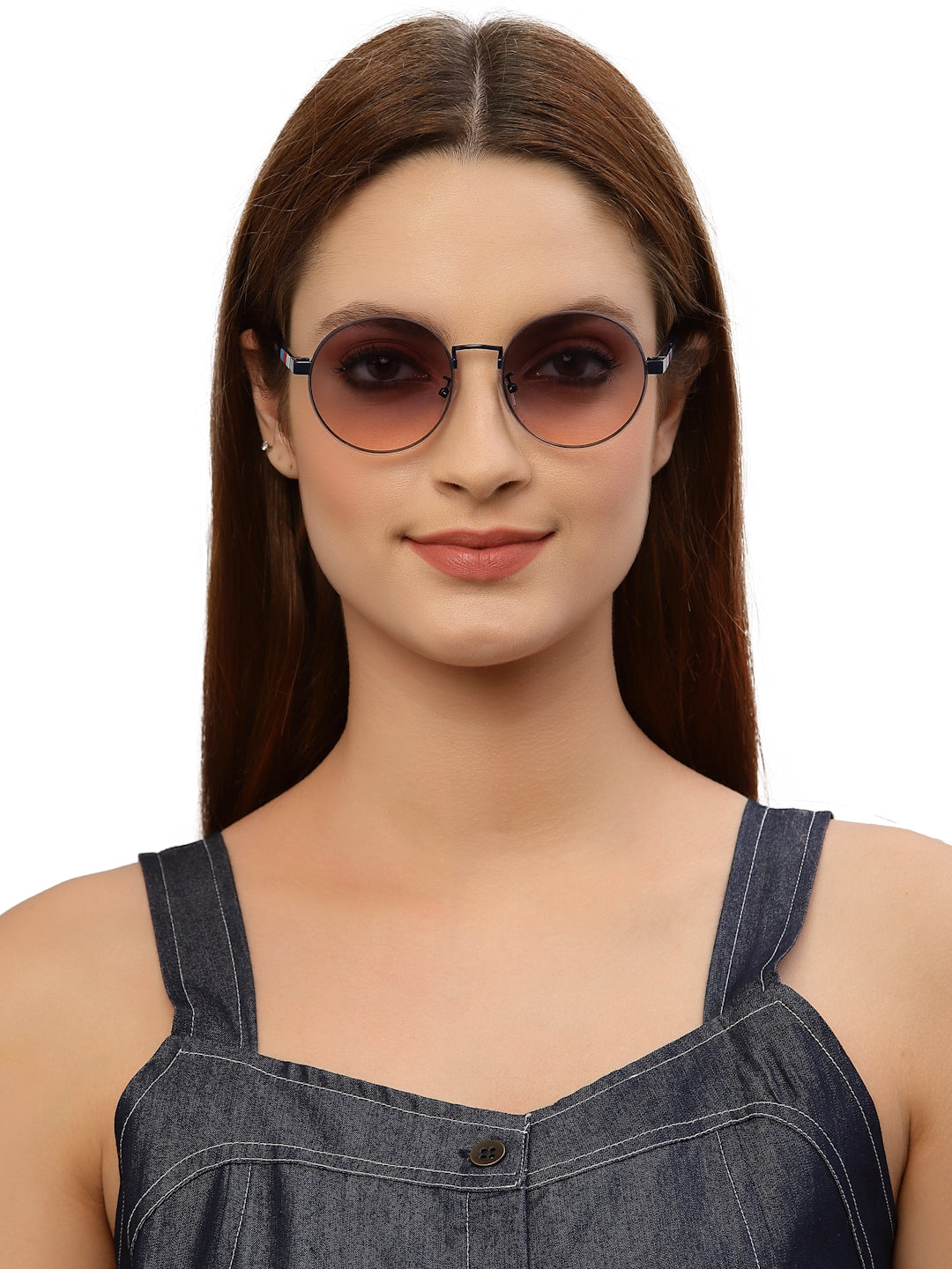 Gradual Grey Brown Round Shaped UV Sunglass