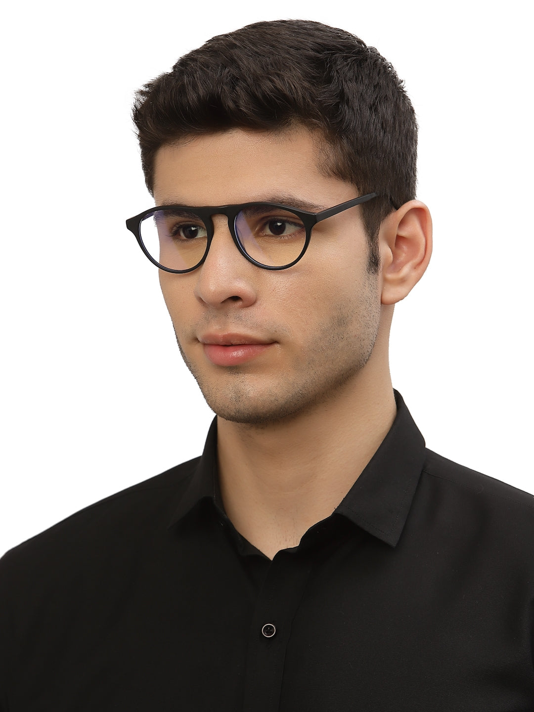 Black MOD Aviator Style Acetate Eyeglasses Frames for Men