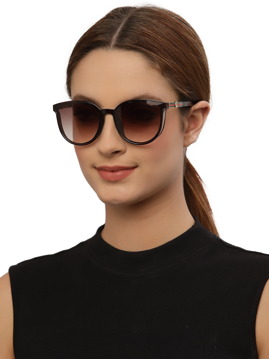 Dark Brown Oval Shaped UV Sunglass