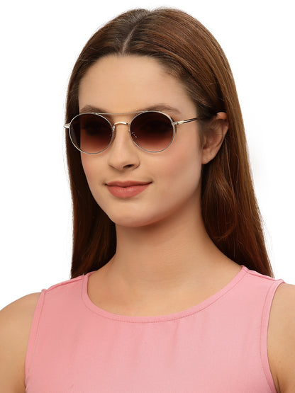 Gradual Brown Round Shaped UV Sunglass