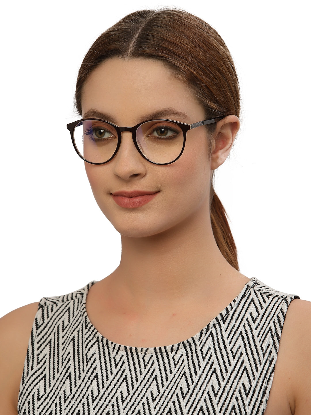 Brown Oval Style Unisex Acetate Frame for Men & Women