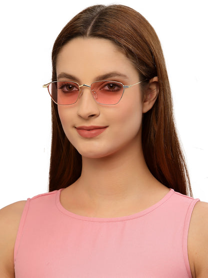Pink Shade Rectangle Shaped UV Sunglass