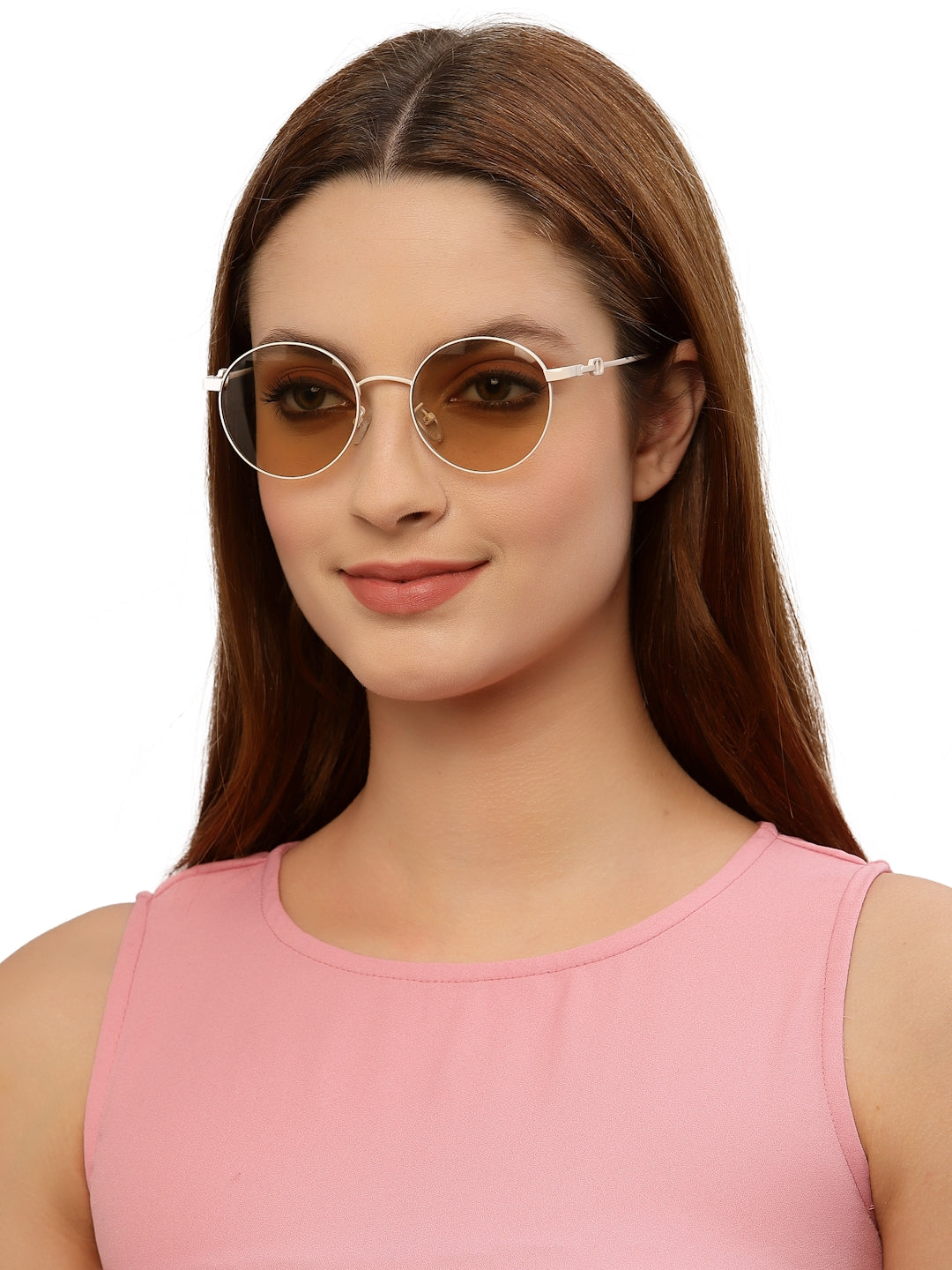 Light Brown Round Shaped UV Sunglass