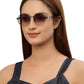 Gradual Grey Brown Round Shaped UV Sunglass