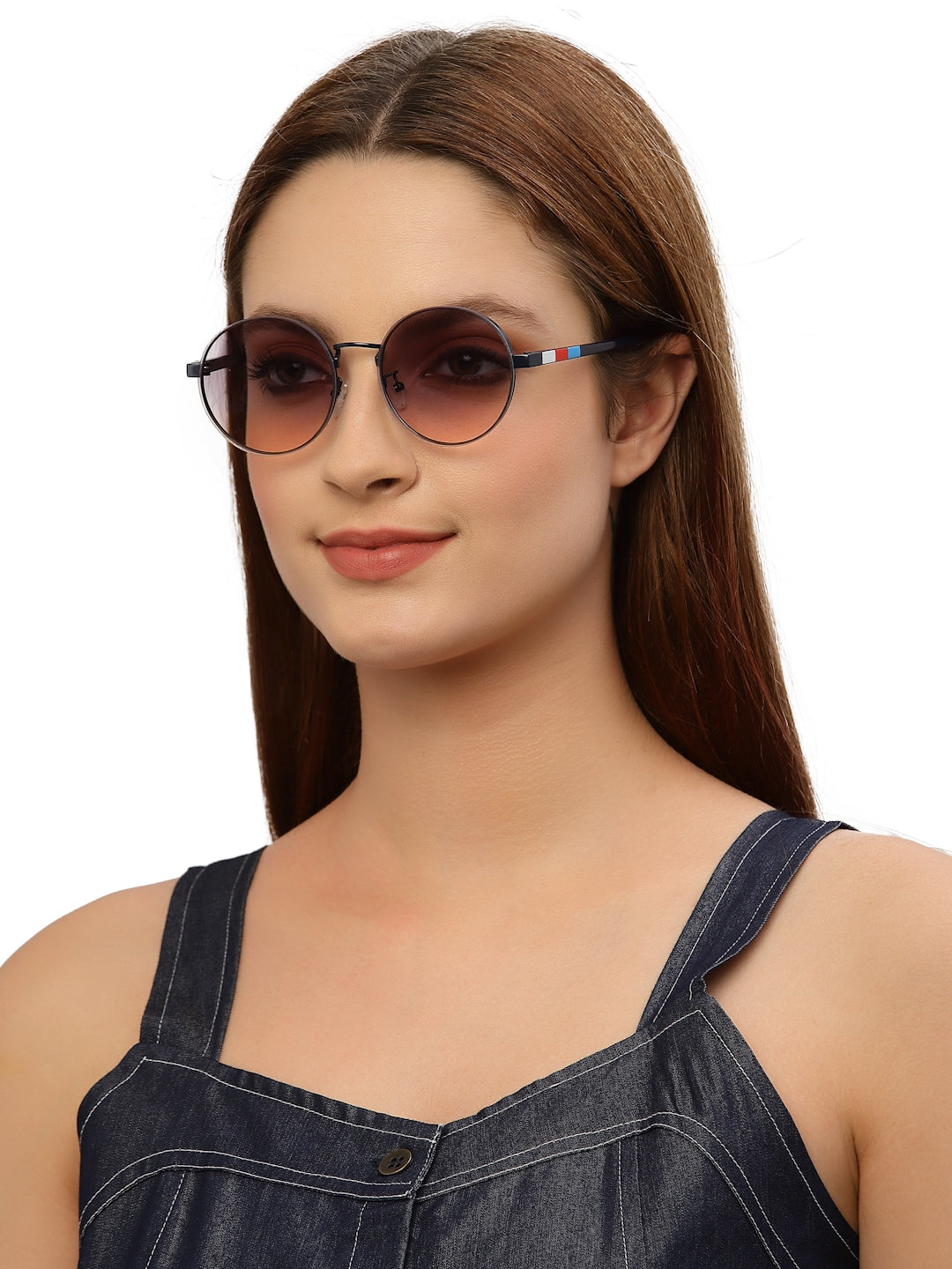 Gradual Grey Brown Round Shaped UV Sunglass