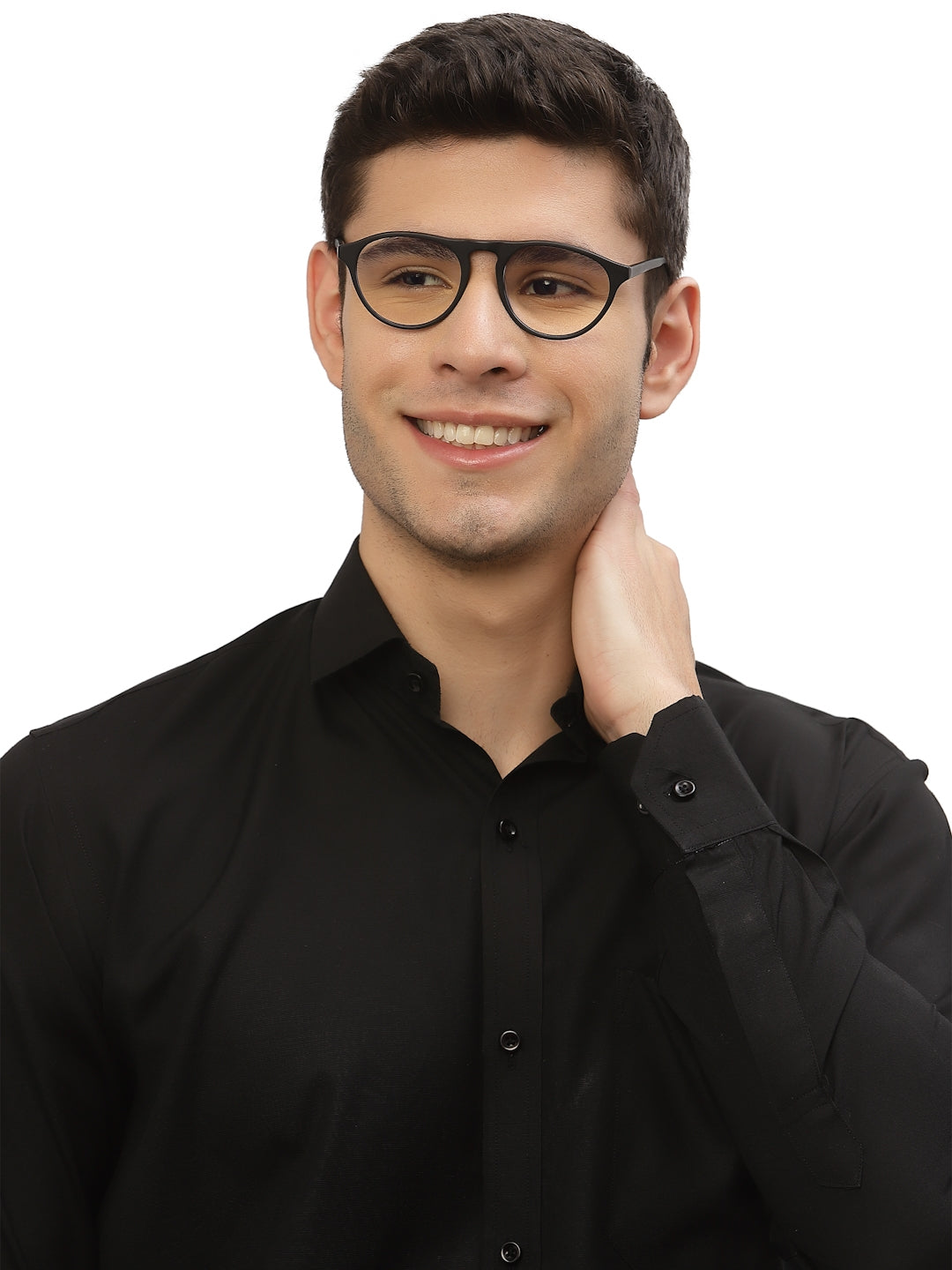 Black MOD Aviator Style Acetate Eyeglasses Frames for Men