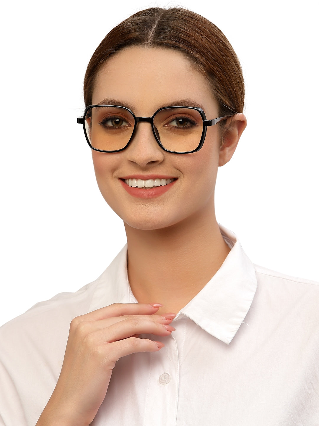 Black Glossy Square Shaped Eyeglasses - Computer Spex (Zero Power)