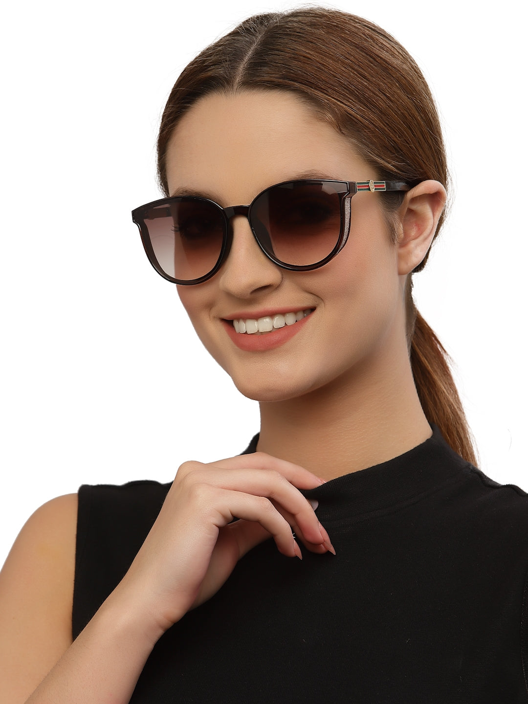 Dark Brown Oval Shaped UV Sunglass