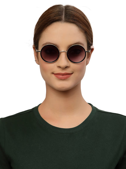 Gradual Grey Black Round Shaped UV Sunglass