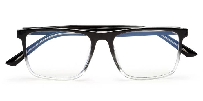 Gradient Black and Transparent Square Eyeglasses for Men