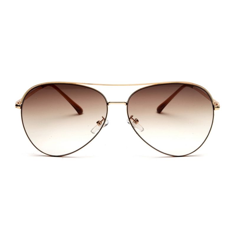 Buy Gold Aviator Full Rim Metal Frame with Gradient Brown UV Sun Lens Online Yourspex