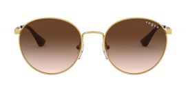 Vogue Eyewear Sun Round Gold Frame Brown Lens Gradient