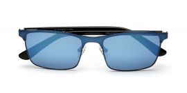 Trendy Glossy Blue Sunglass with Blue Mirror Lens